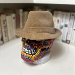 Vintage Soft Fuzzy Brown Fedora Hat – Size 6 7/8 (55 cm) – Classic Stylish